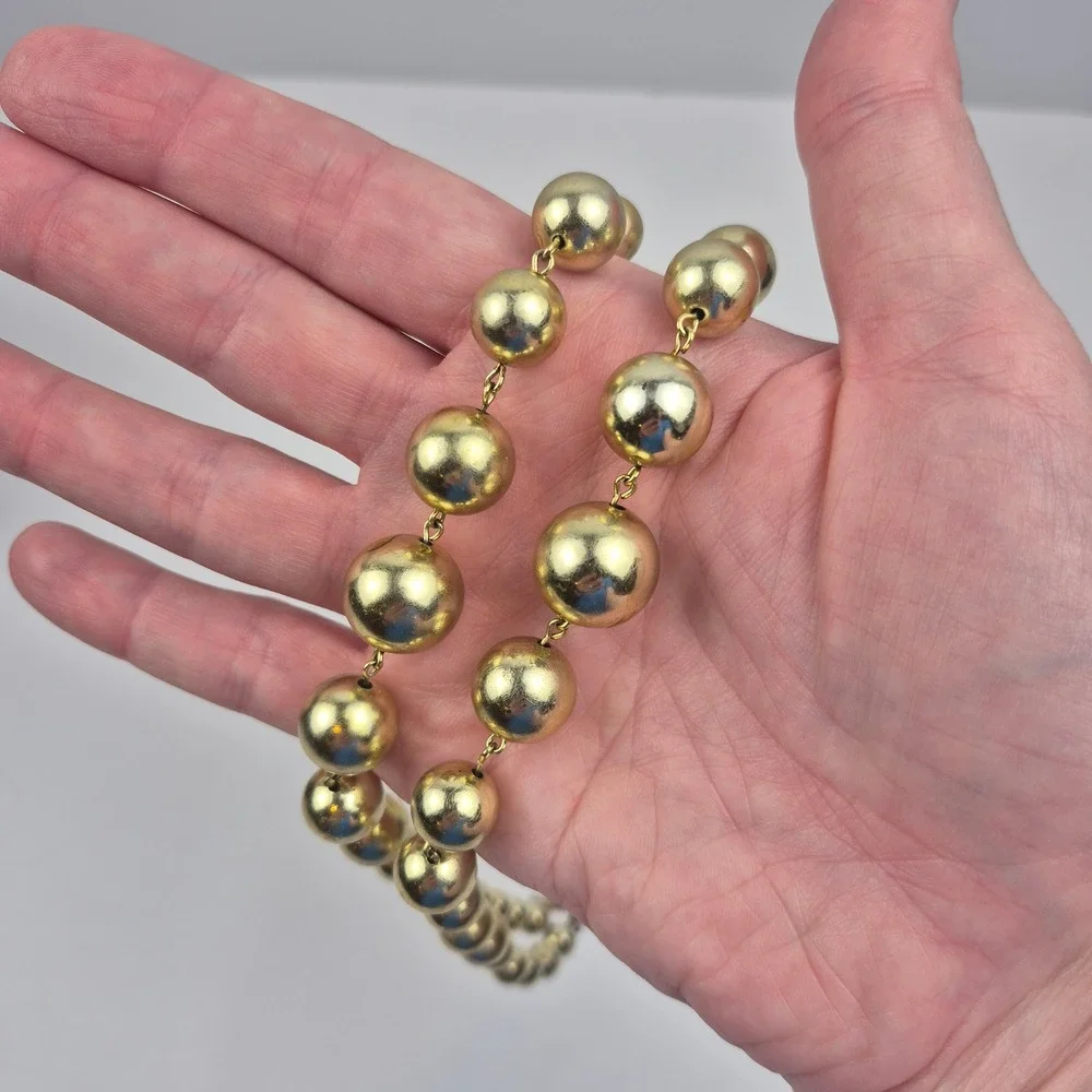 VTG 50s Lisner‎ Gold Tone Double Strand Beaded Necklace 15–18